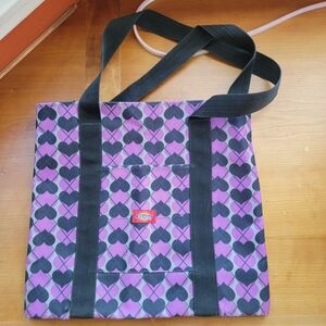 Dickies Purple Heart-Print Canvas Tote with Black Straps